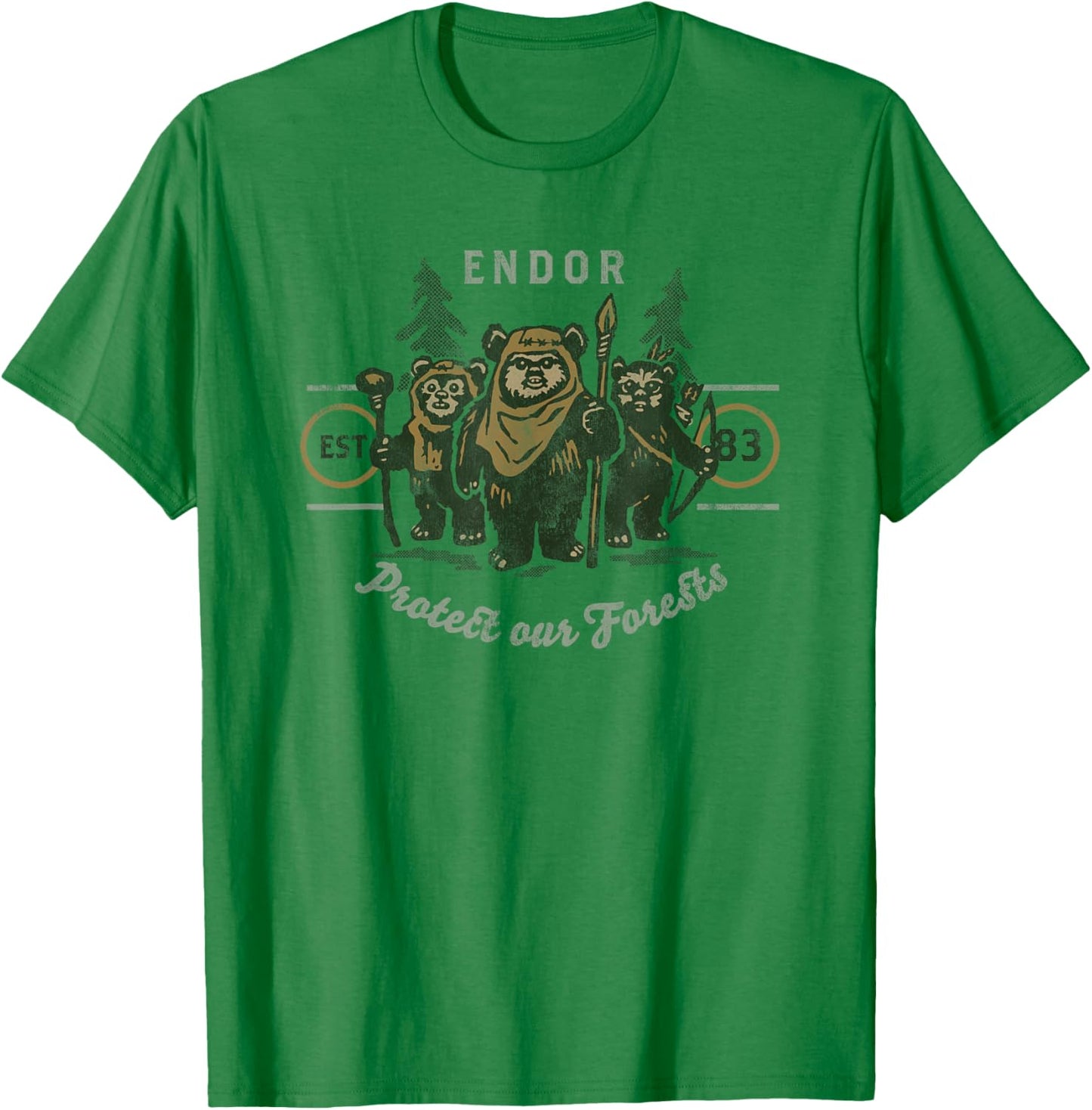 Star Wars Ewok Endor Protect Our Forests T-Shirt - T-Shirt | Irish Green