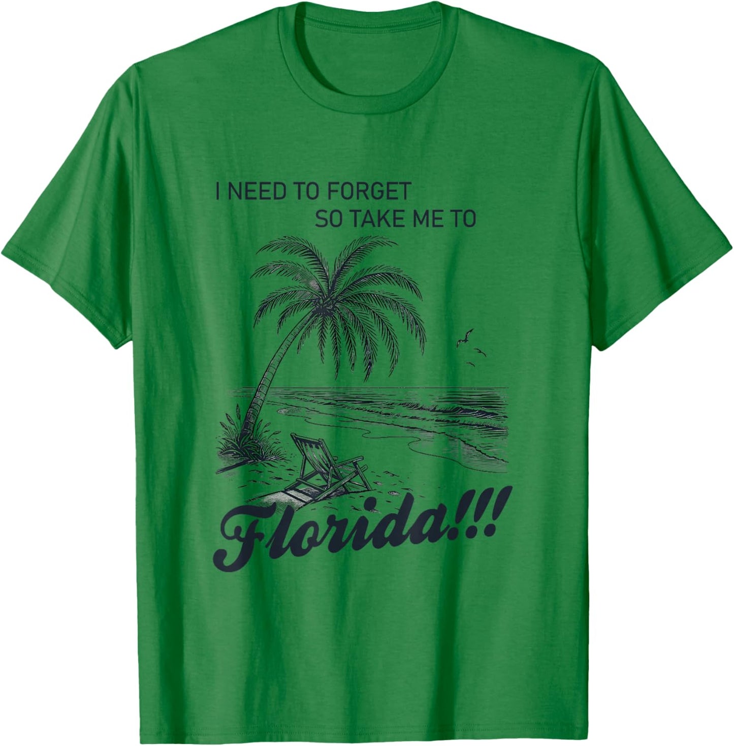 I Need To Forget So take Me To Florida retro palm tree beach T-Shirt - T-Shirt | Irish Green