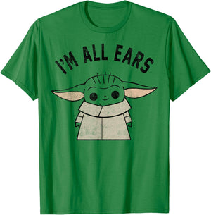 Star Wars The Mandalorian The Child I'm All Ears Outline T-Shirt - T-Shirt | Irish Green