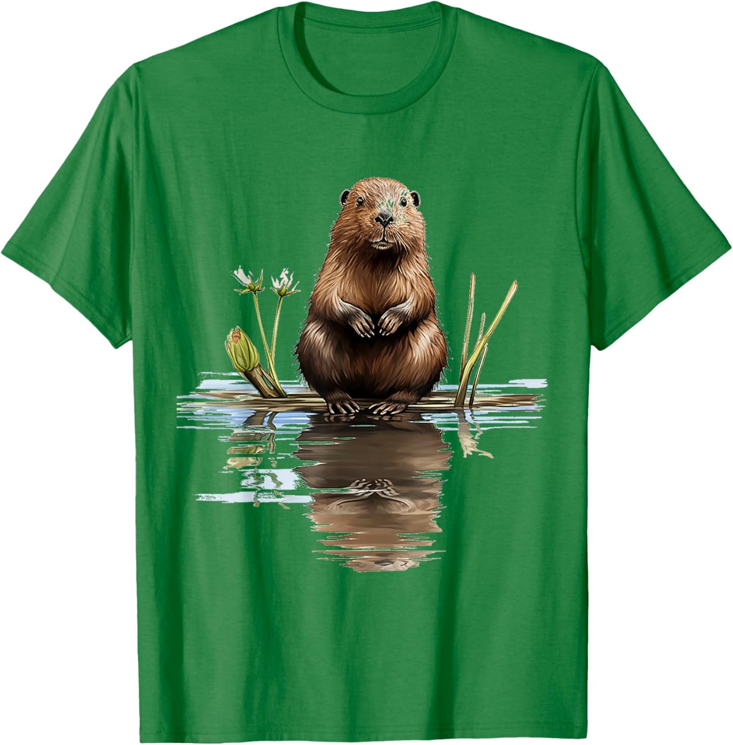 Beaver Lover Animal Art Illustration Graphic Beaver T-Shirt - T-Shirt | Irish Green