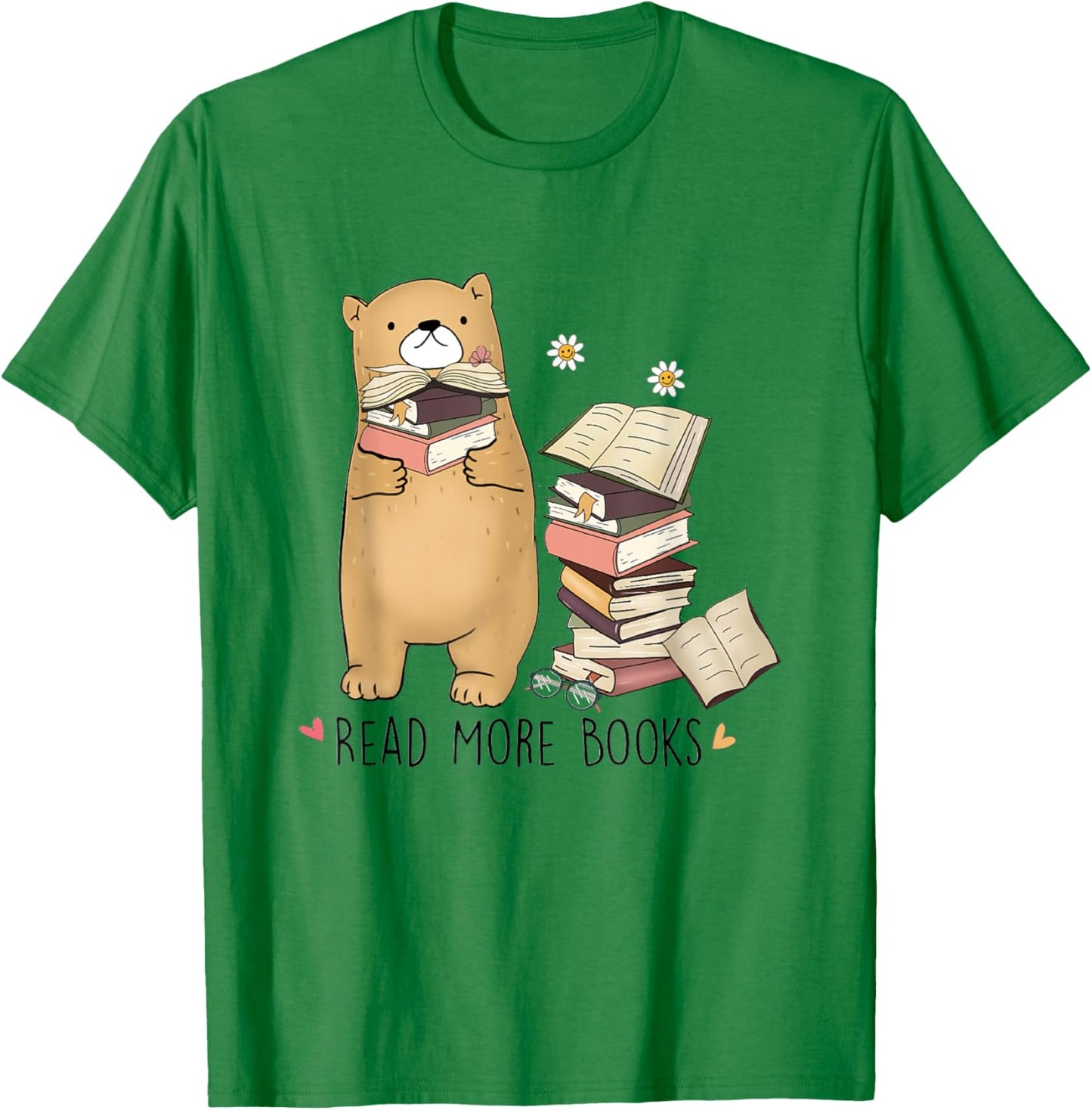 Read More Books Reading Book Lovers Bear T-Shirt - T-Shirt | Irish Green