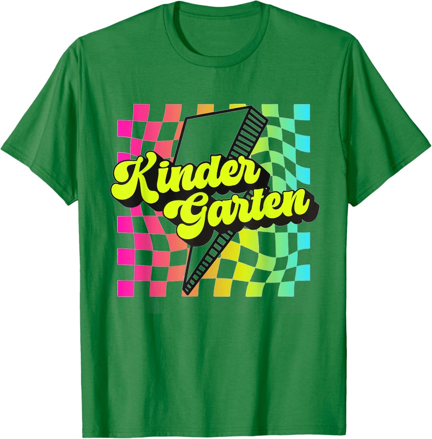 Retro Kindergarten Lightning Bolt Elementary Back To School T-Shirt - T-Shirt | Irish Green