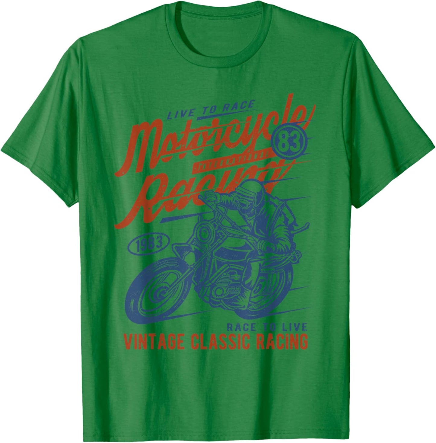 Retro Vintage Style Motorcycle Racing Distressed Design T-Shirt - T-Shirt | Irish Green