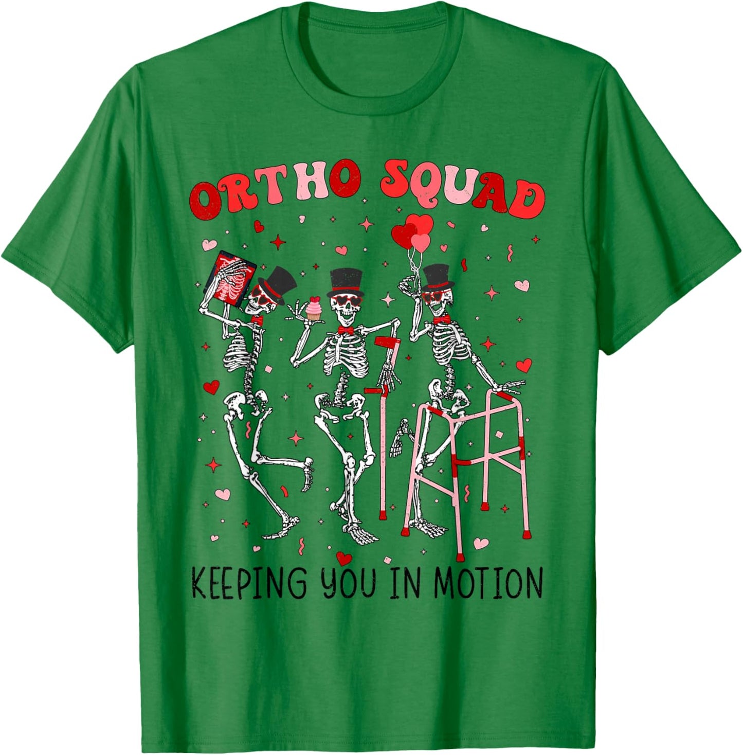 Ortho Squad Dancing Skeletons Valentines Orthopedic T-Shirt - T-Shirt | Irish Green