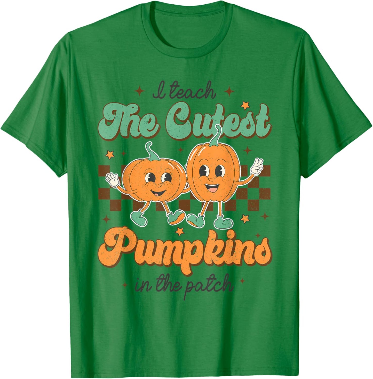 I Teach The Cutest Pumpkins In The Patch Retro Fall T-Shirt - T-Shirt | Irish Green