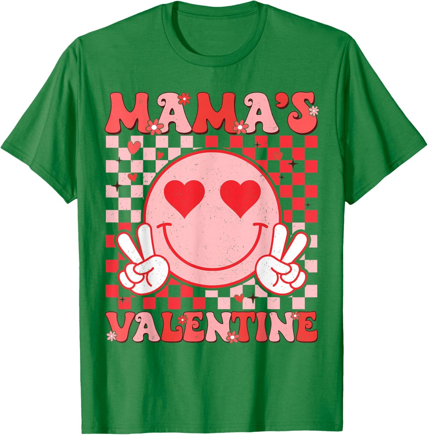 Retro Groovy Mama is My Valentine Smile Face Boys Girls Kids T-Shirt - T-Shirt | Irish Green