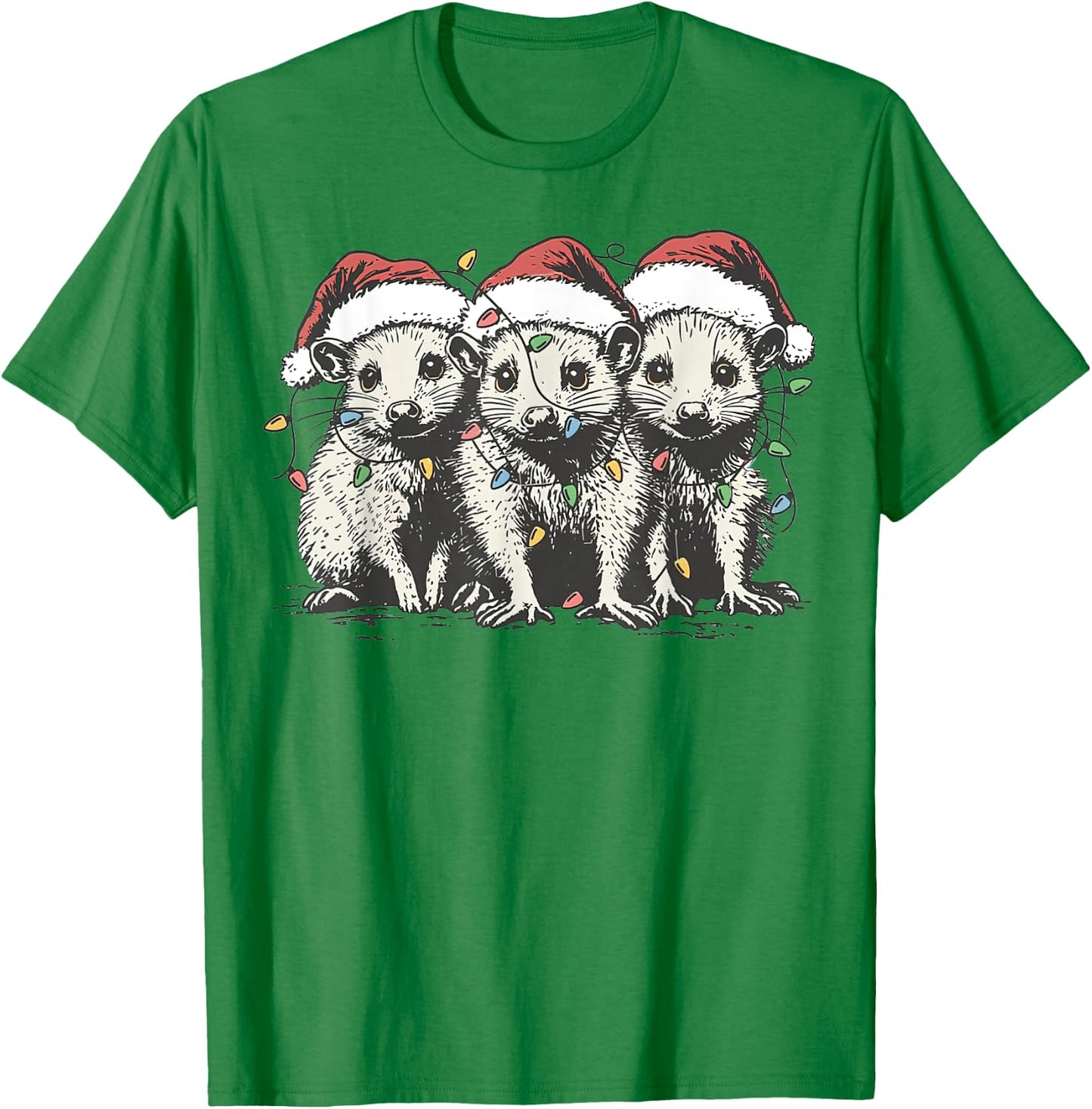 Vintage Cute Opossum Possum Christmas Girls T-Shirt - T-Shirt | Irish Green