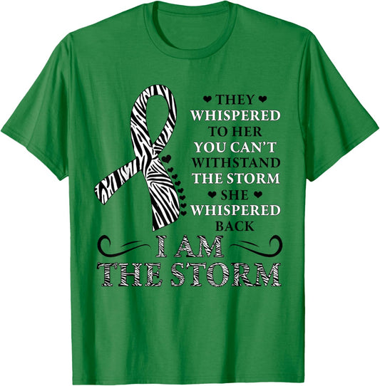 I'm The Storm zebra print Ribbon Carcinoid Cancer Awareness T-Shirt - T-Shirt | Irish Green