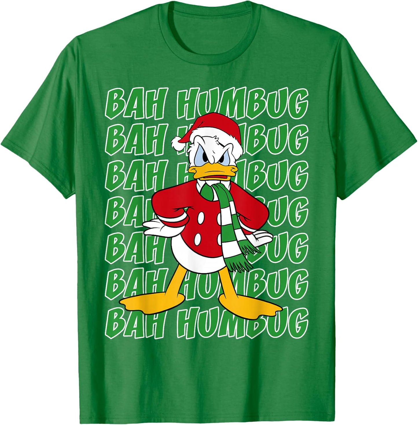 Disney Donald Duck Bah Humbug Christmas Text Stack T-Shirt - T-Shirt | Irish Green