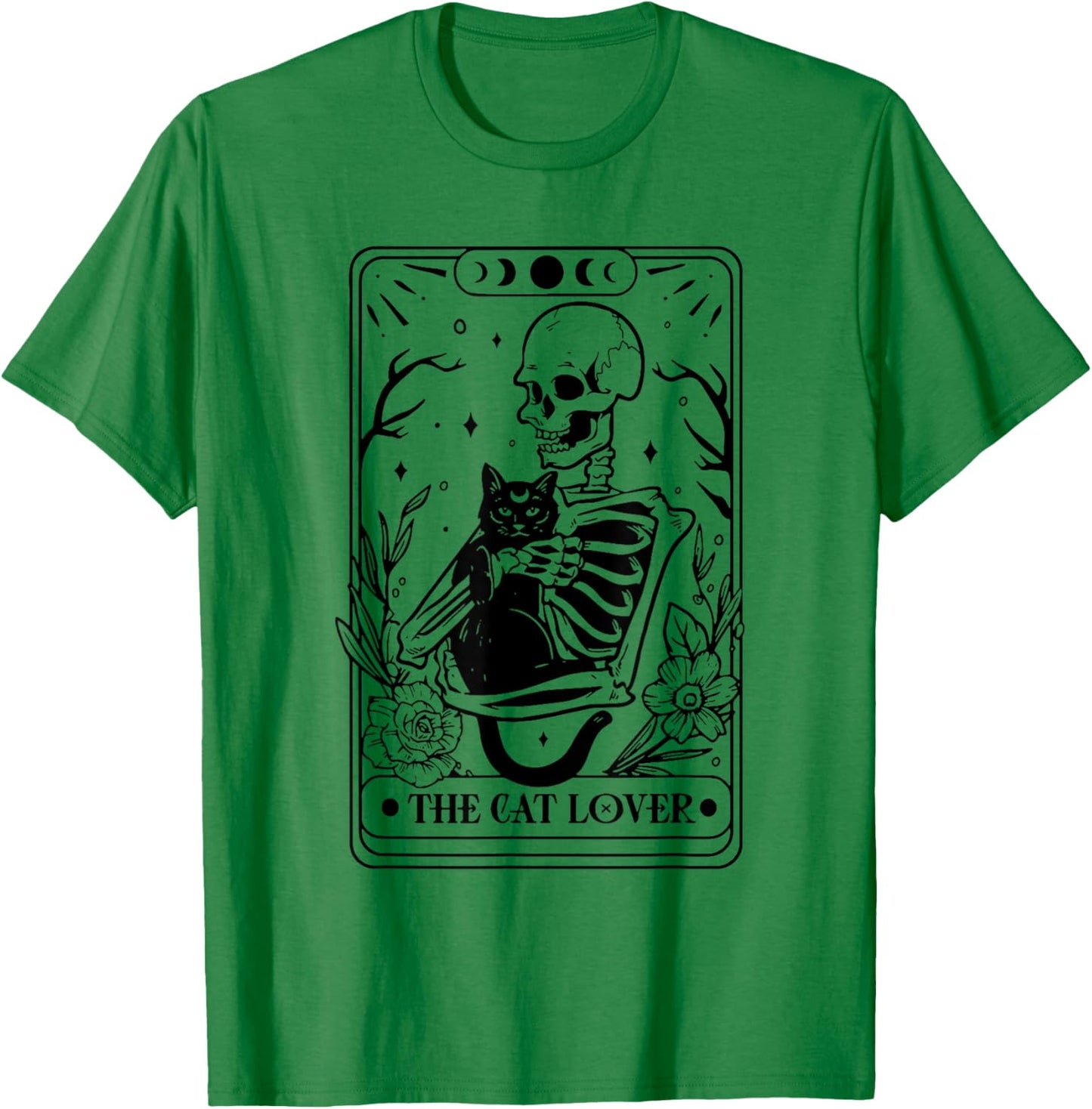 The cat Lover Tarot, Cat Lover, Skeleton and cat, Cat Tarot T-Shirt - T-Shirt | Irish Green
