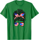 Half American And Puerto Rican Rico Flag Mix Girl Boricua T-Shirt - T-Shirt | Irish Green