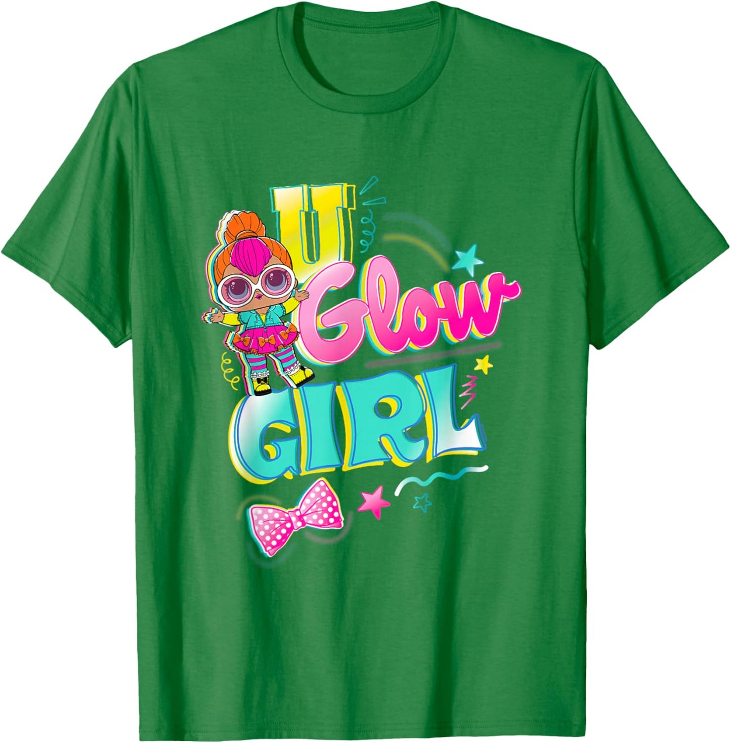 LOL Surprise U Glow Girl Neon Q. T. Retro Logo T-Shirt - T-Shirt | Irish Green