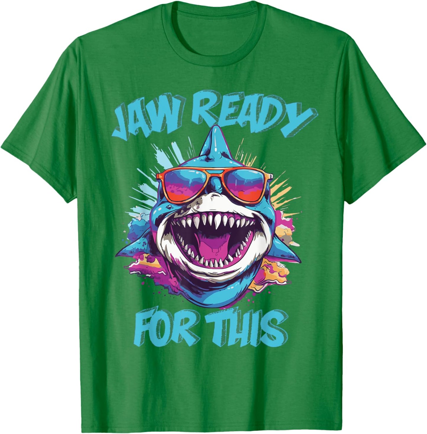 Jaw Ready For This Funny Shark Lover Pun Ocean Wildlife T-Shirt - T-Shirt | Irish Green