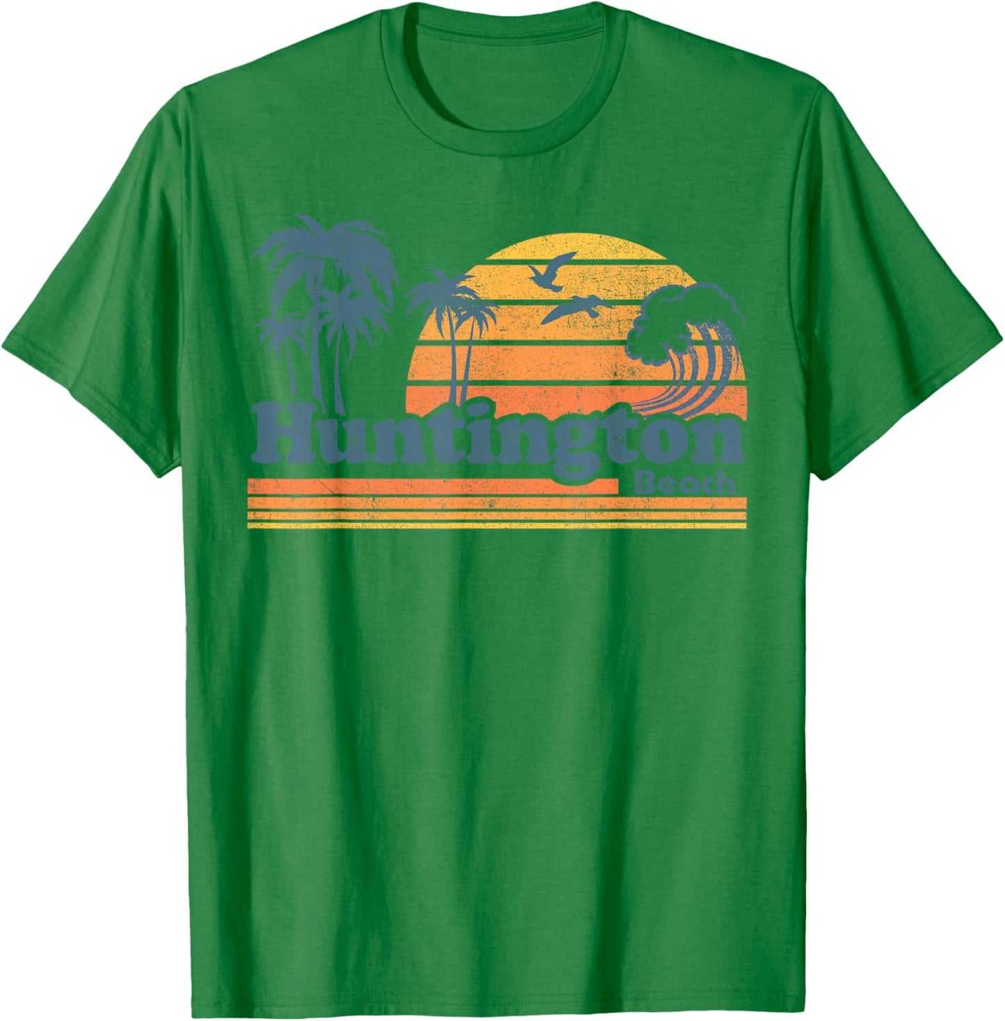 Huntington Beach California Vacation Cute Cali 70s Retro T-Shirt - T-Shirt | Irish Green