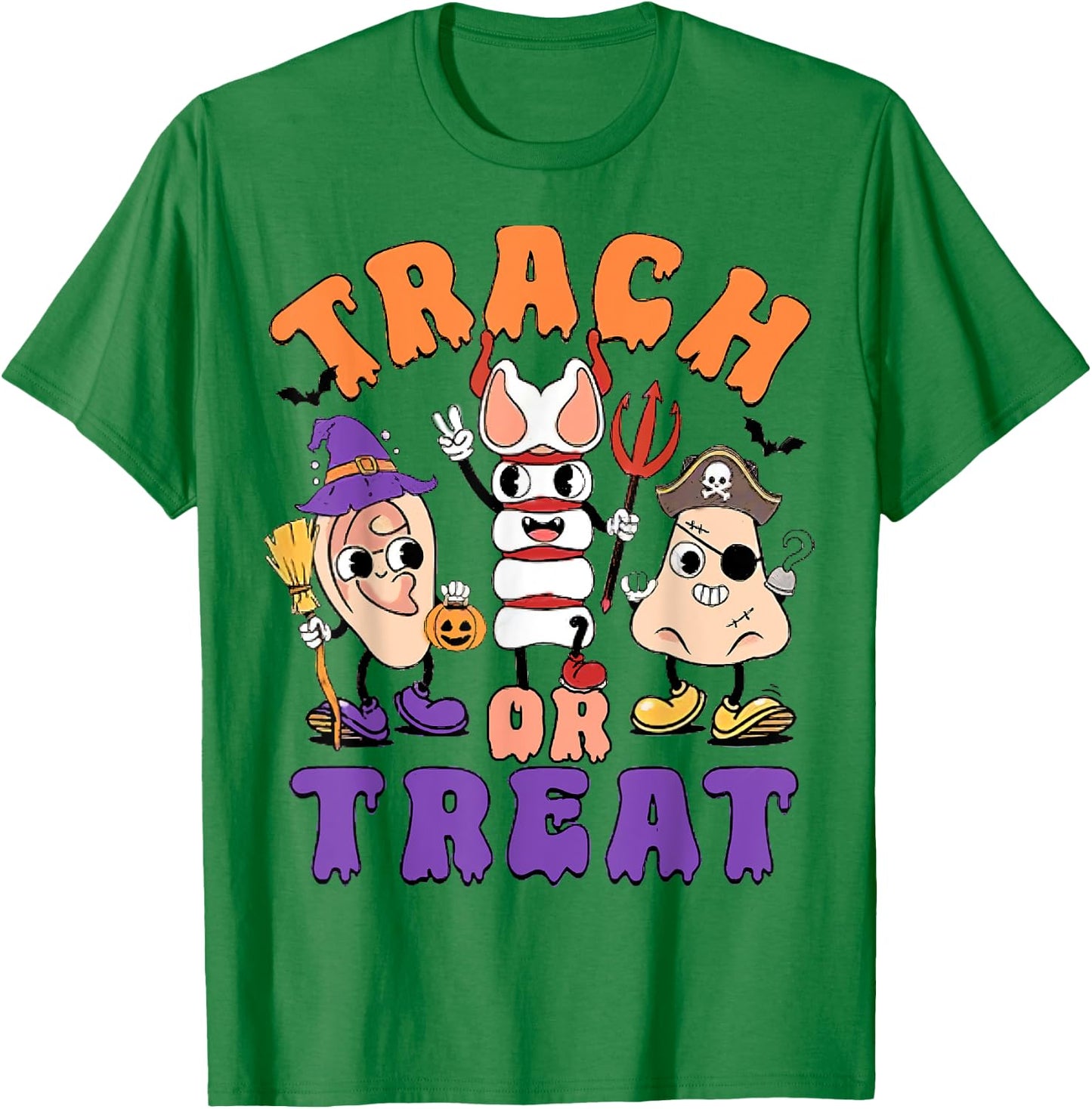 ENT Nurse Halloween Ear Nose & Throat Doctor, Trach Or Treat T-Shirt - T-Shirt | Irish Green