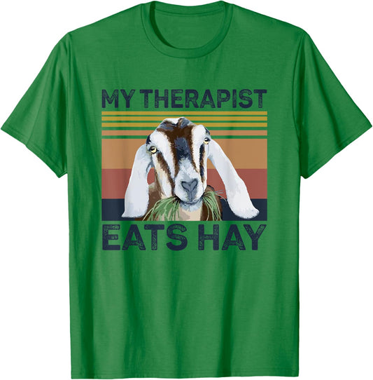 My Therapist Eats Hay Funny Goat Vintage T-Shirt - T-Shirt | Irish Green