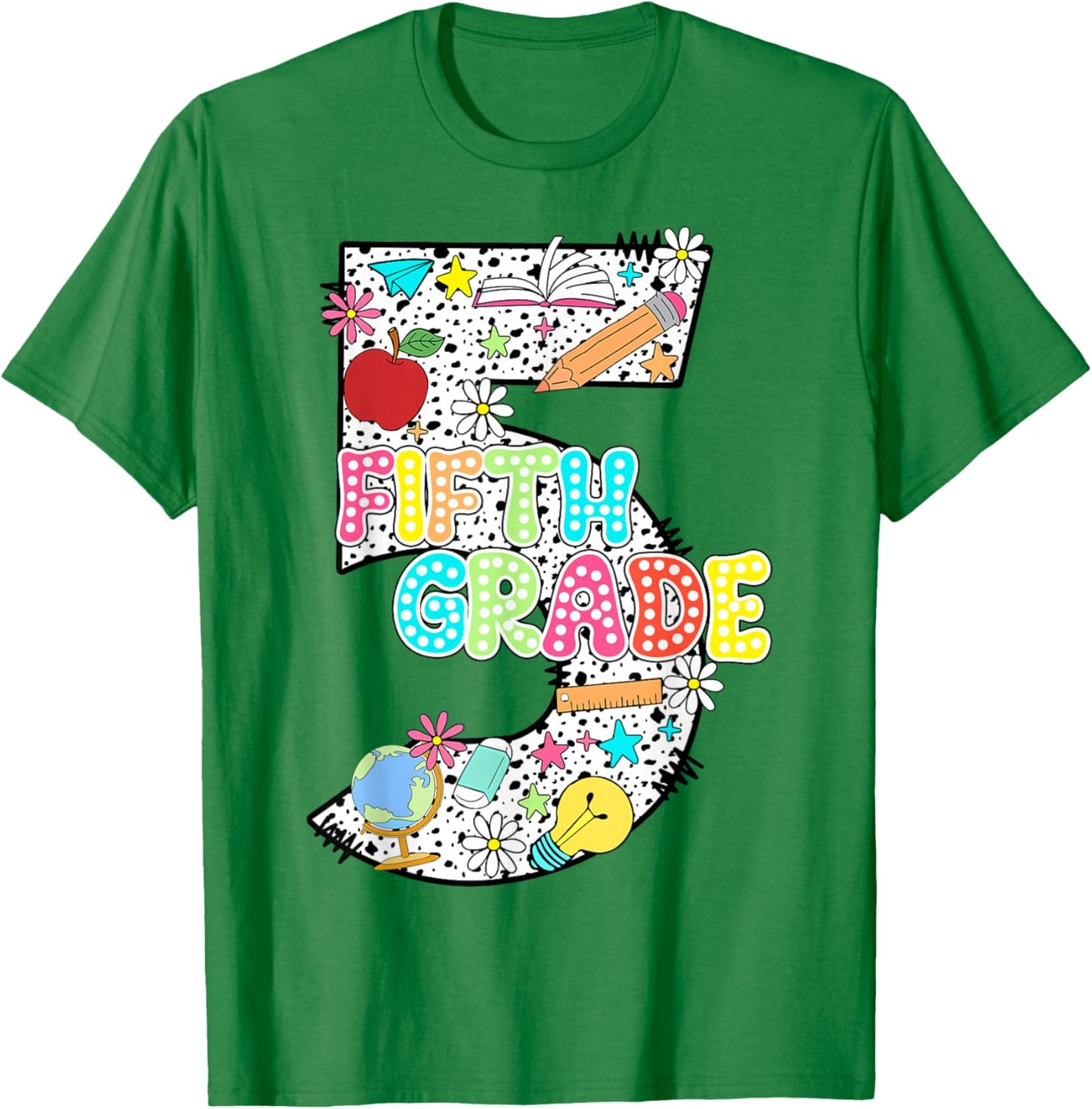 Number 5 Fifth Grade Hello 5th Grade Squad Teacher Student Men Women Kids T-Shirt - T-Shirt | Irish Green