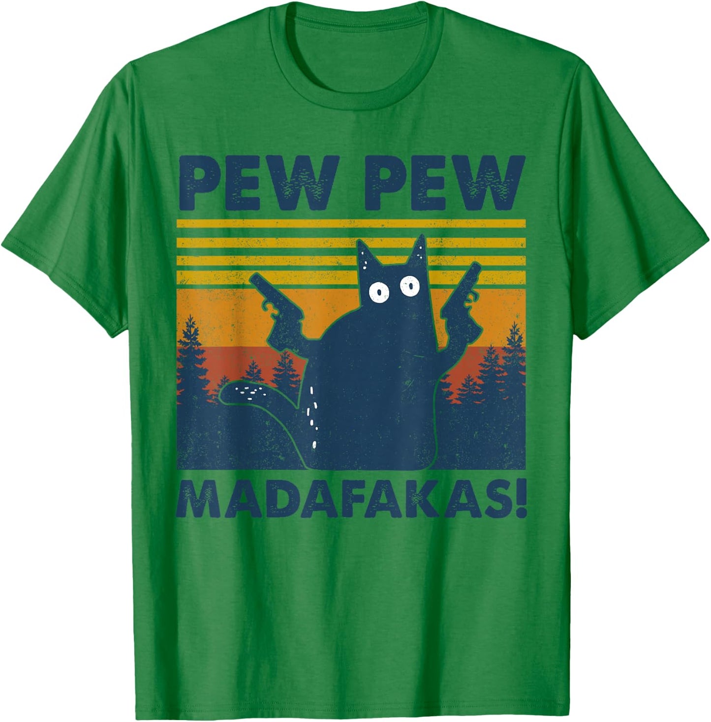 Vintage Cats Pew Pew Madafakas Funny Crazy Cat Lovers Gifts Small T-Shirt - T-Shirt | Irish Green
