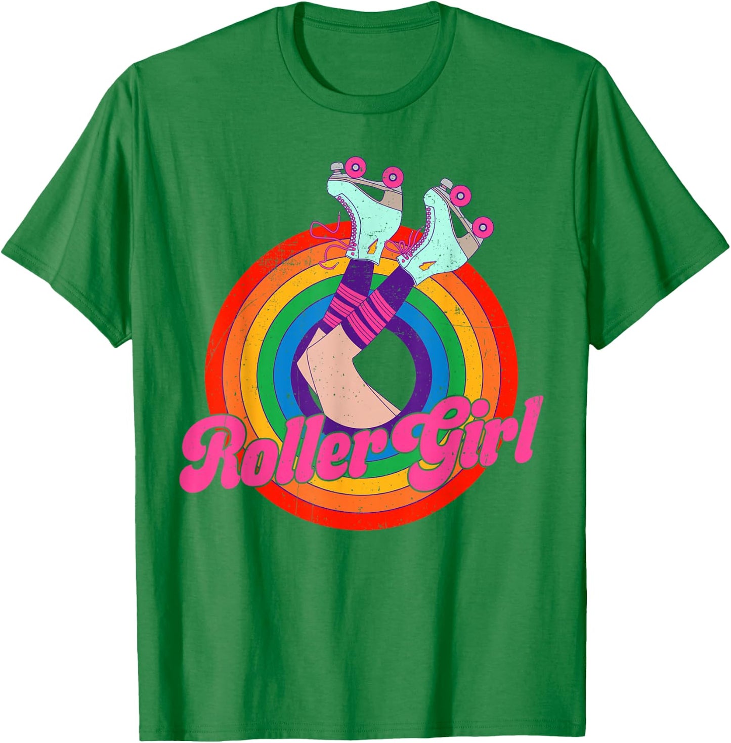 Roller Girl Skating Retro Vintage 70s 80s Skates T-Shirt - T-Shirt | Irish Green