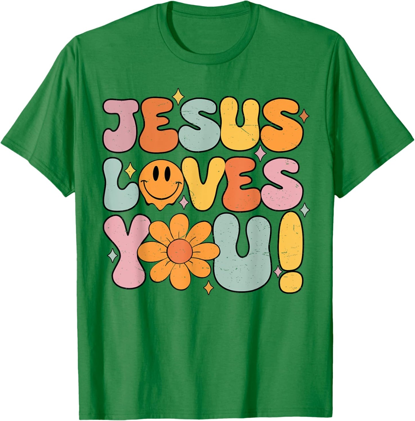 Jesus Loves You Cute Christian Teen Girl Graphic T-Shirt - T-Shirt | Irish Green