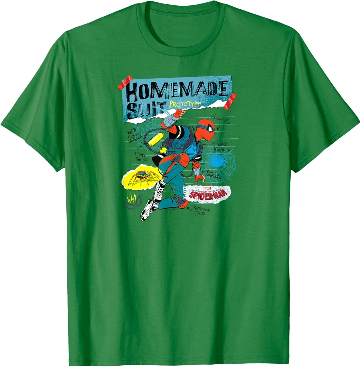 Your Friendly Neighborhood Spider-Man - Homemade Schematics T-Shirt - T-Shirt | Irish Green