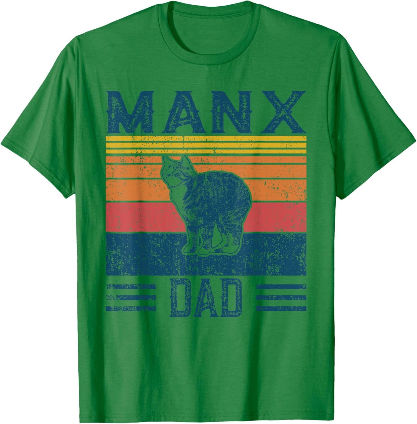 Best Cat Dad Men - Vintage Manx Cat T-Shirt - T-Shirt | Irish Green