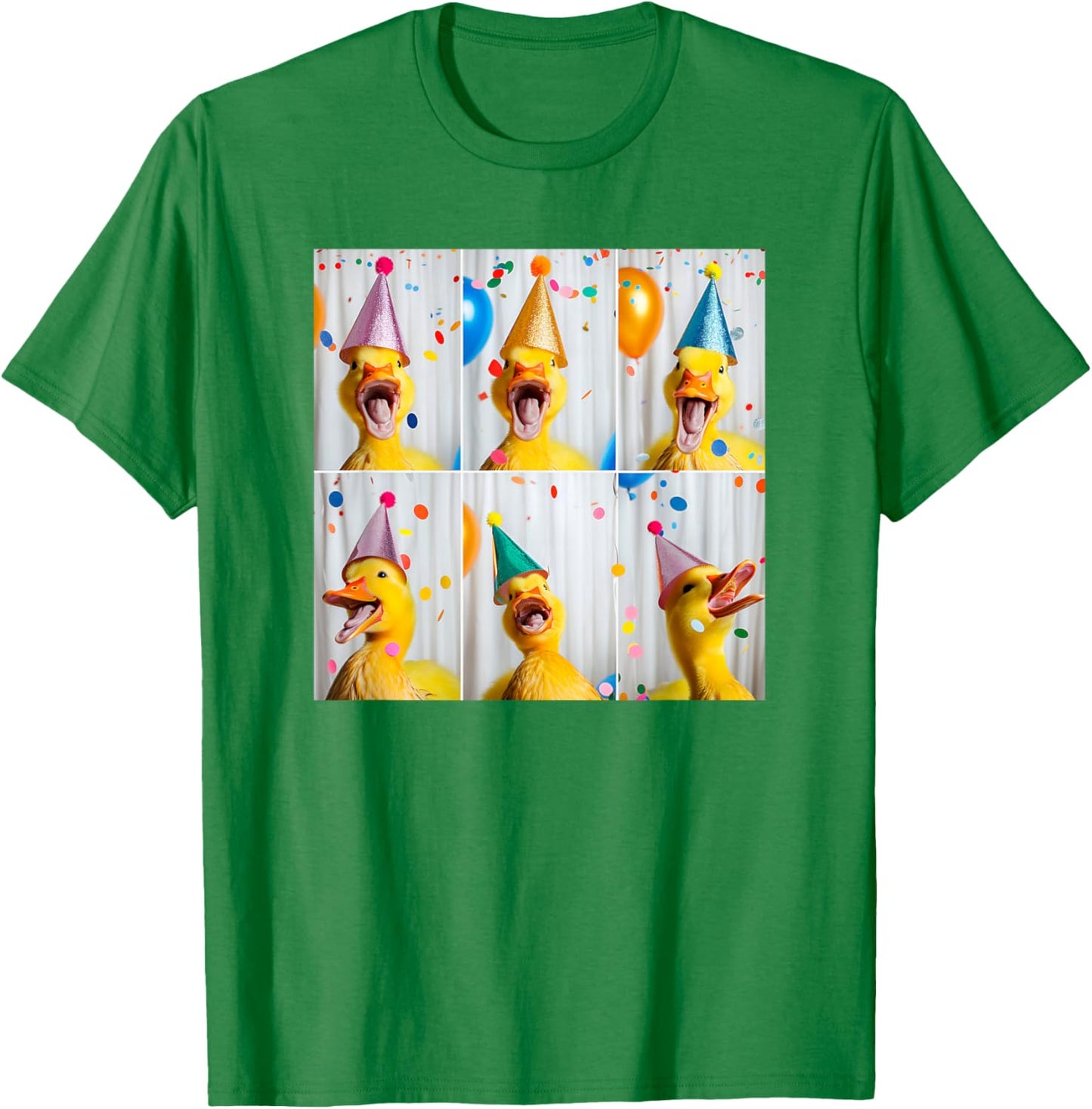 Happy Duck Face Farmyard Chick Colorful Bird Birthday Duck T-Shirt - T-Shirt | Irish Green