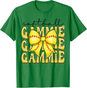 Softball Gammie Retro Softball Coquette Bow Groovy T-Shirt - T-Shirt | Irish Green
