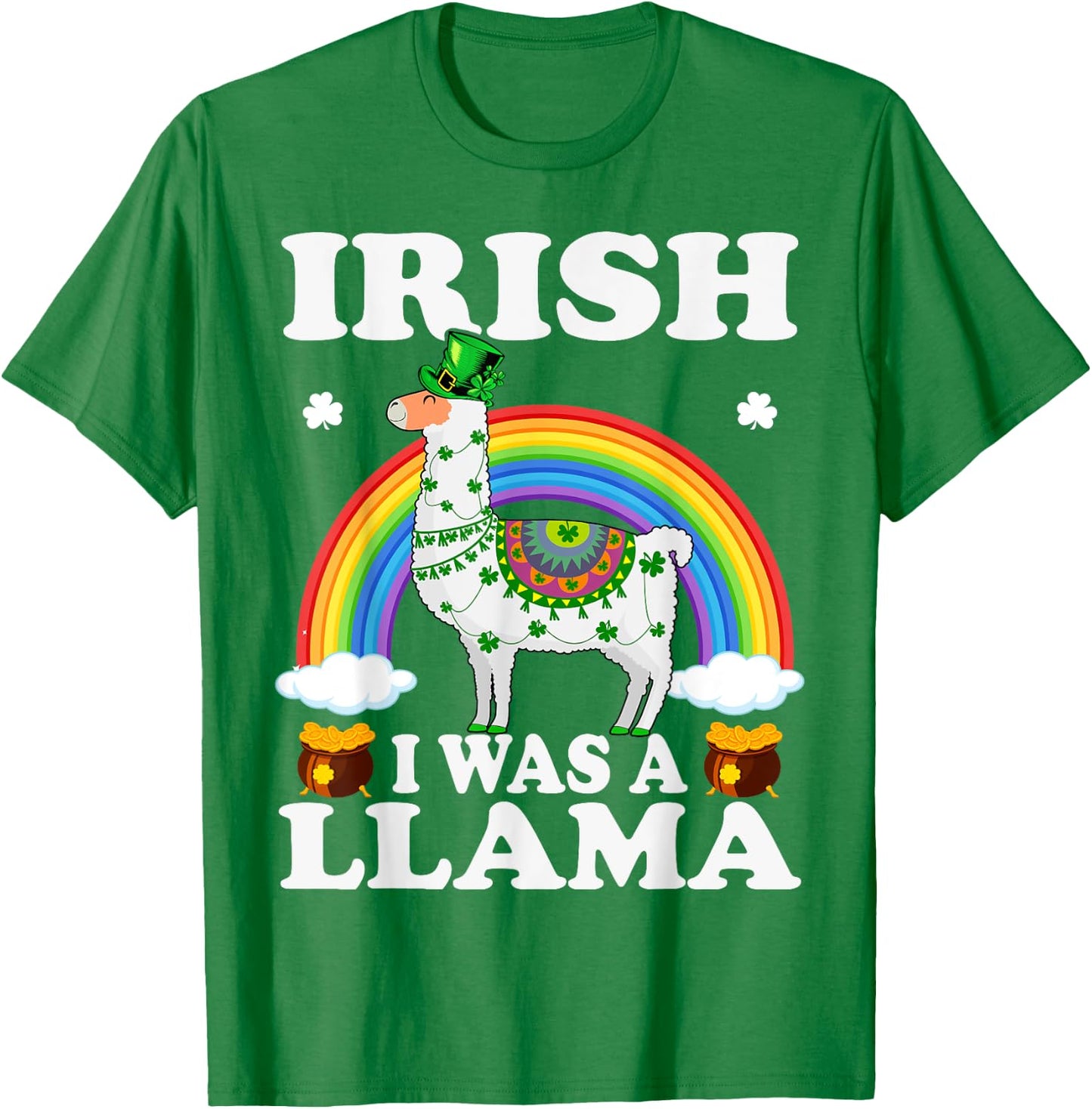 Irish I Was A Llama Leprechaun Hat Llama St. Patrick's Day T-Shirt - T-Shirt | Irish Green