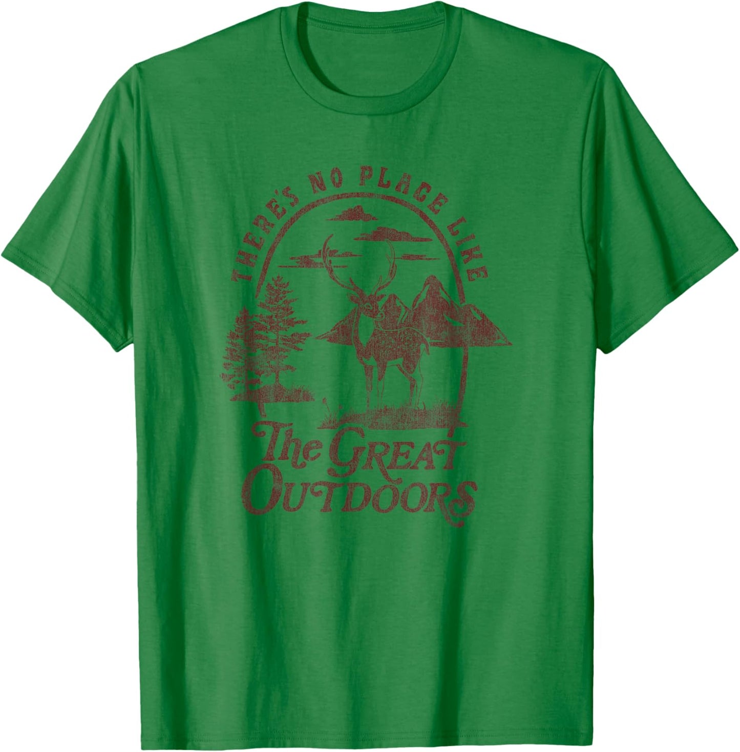 There's No Place Like The Great Outdoors Deer Landscape V2 T-Shirt - T-Shirt | Irish Green