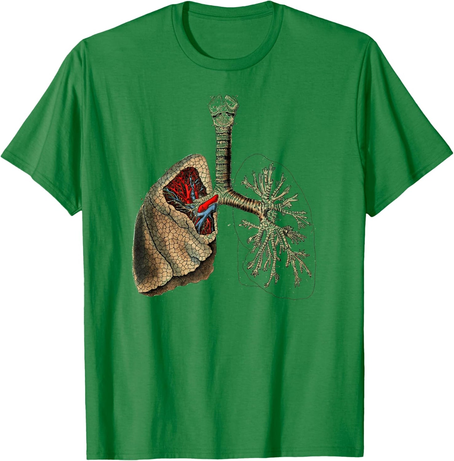 Human Lung Vintage Lung Medical Anatomy T-Shirt - T-Shirt | Irish Green
