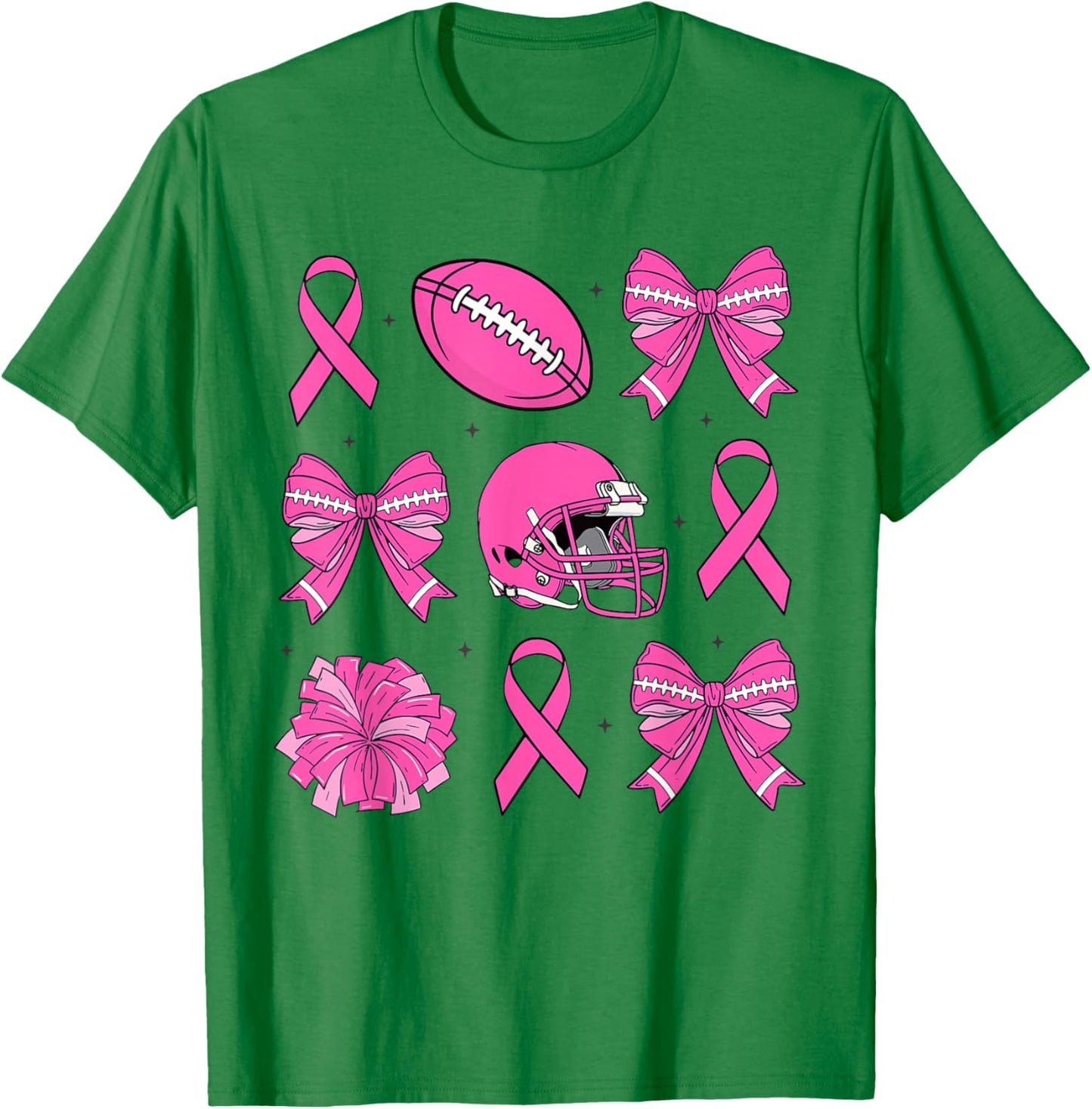Breast Cancer Awareness Football Pink Ribbon Coquette Bow T-Shirt - T-Shirt | Irish Green
