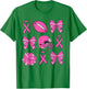 Breast Cancer Awareness Football Pink Ribbon Coquette Bow T-Shirt - T-Shirt | Irish Green