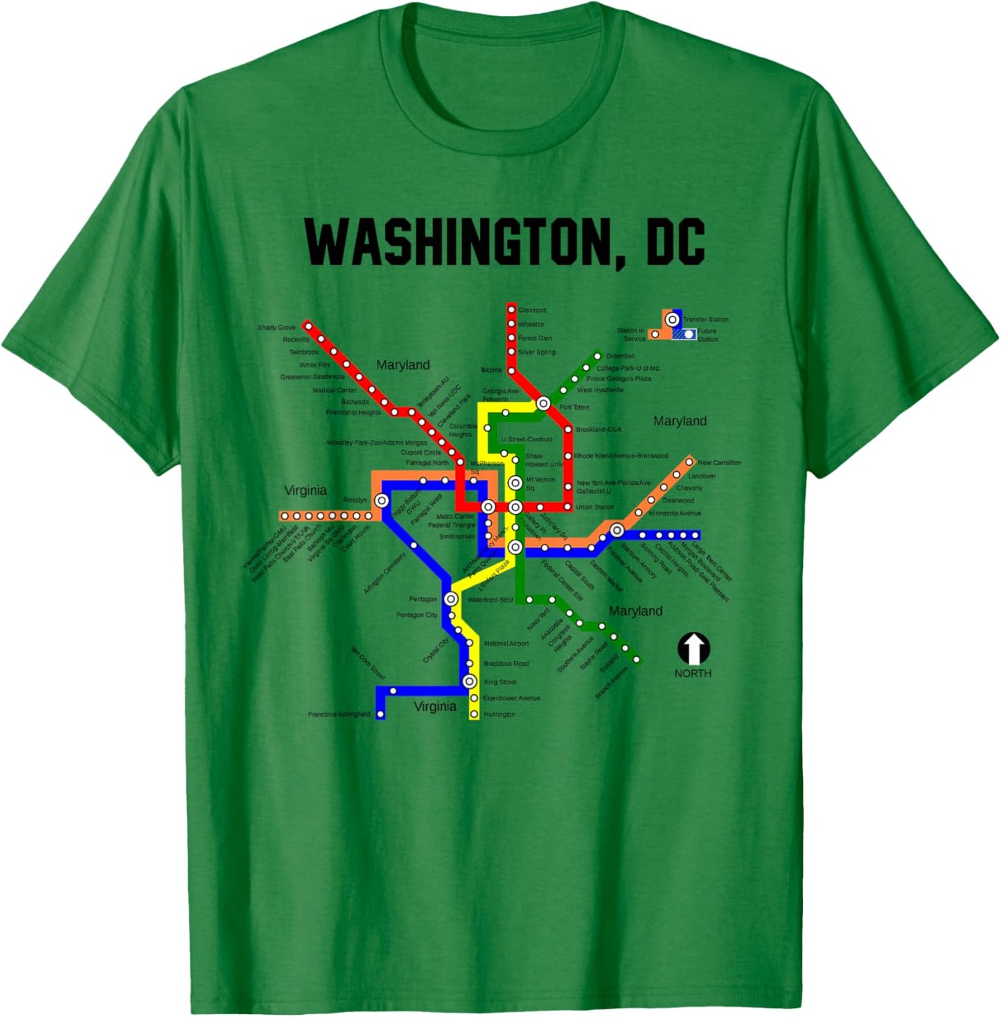 Metro Map Washington D.C.Vacation Cherry Blossom Capitol T-Shirt - T-Shirt | Irish Green