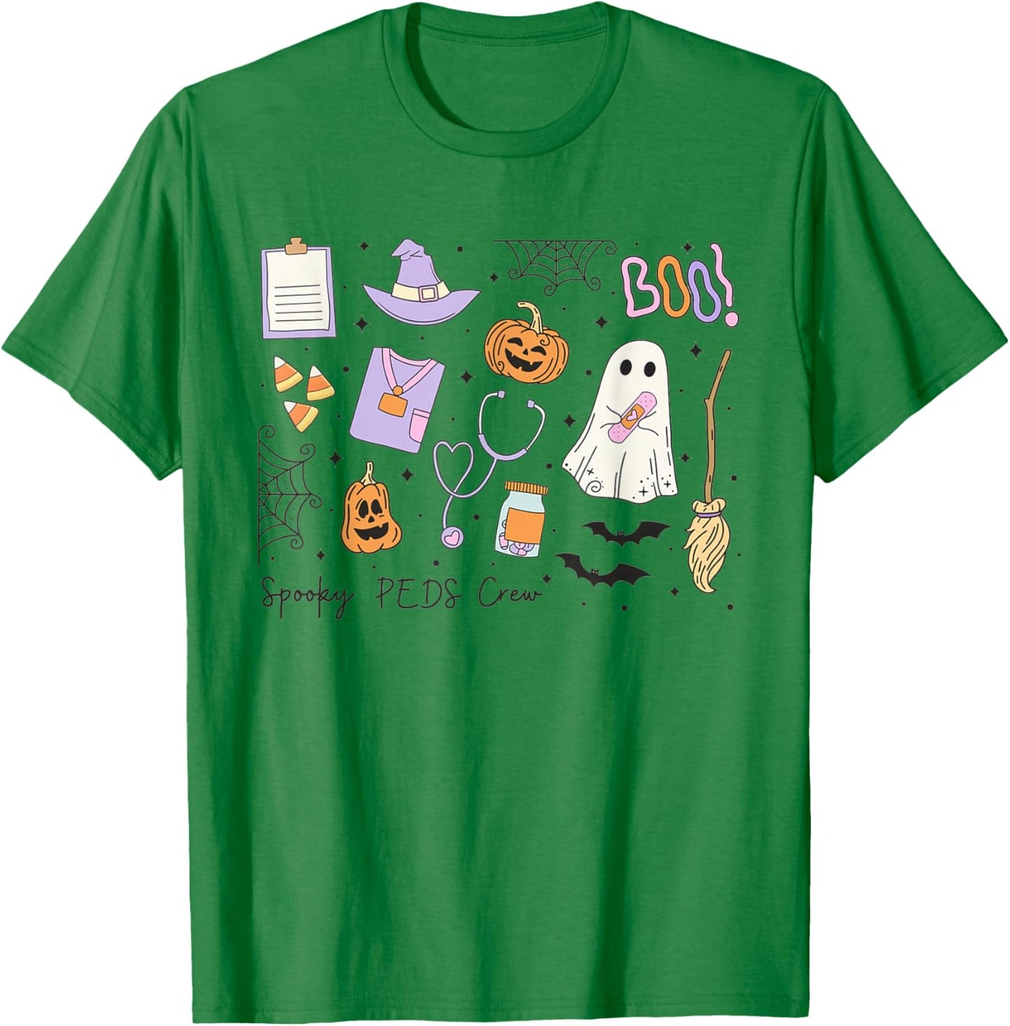 Spooky PEDS Crew Halloween Pumpkin Pediatrics Halloween T-Shirt - T-Shirt | Irish Green