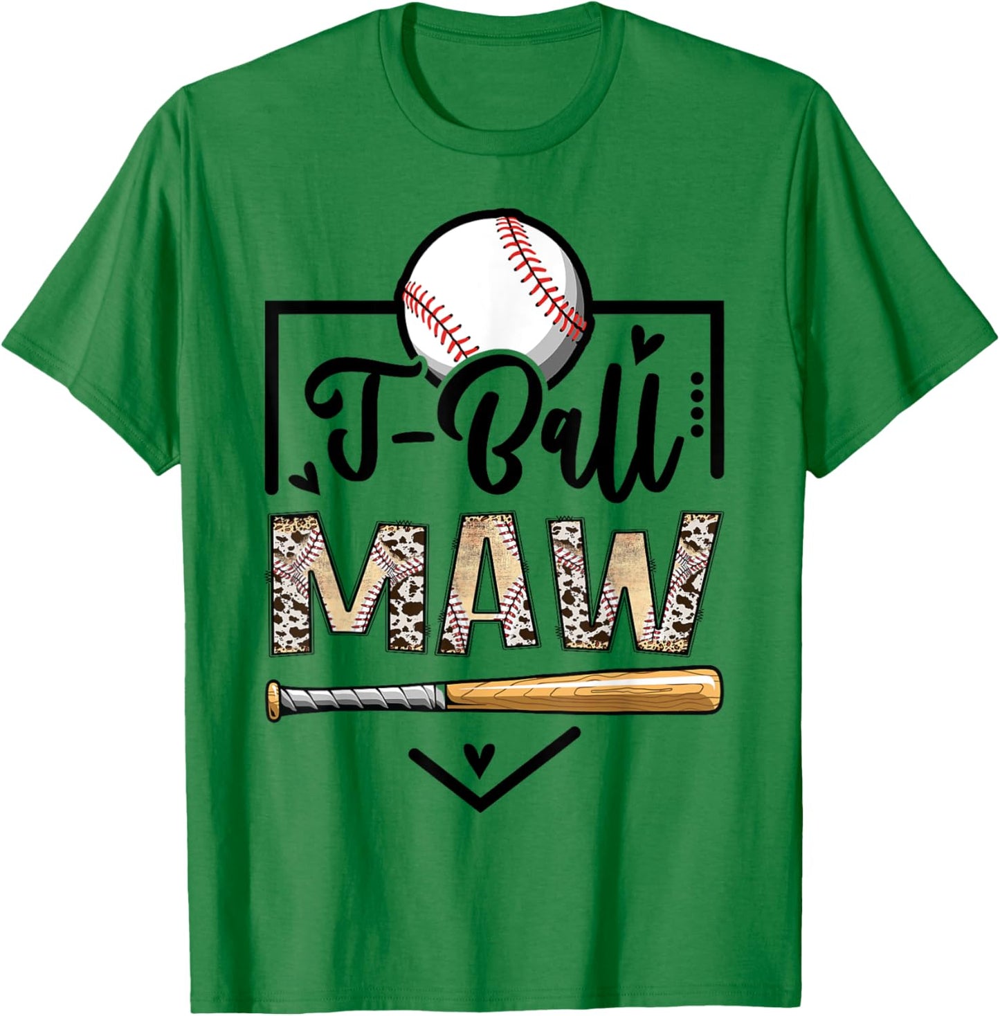 T-Ball Maw Leopard Funny Ball Game Day T-Shirt - T-Shirt | Irish Green