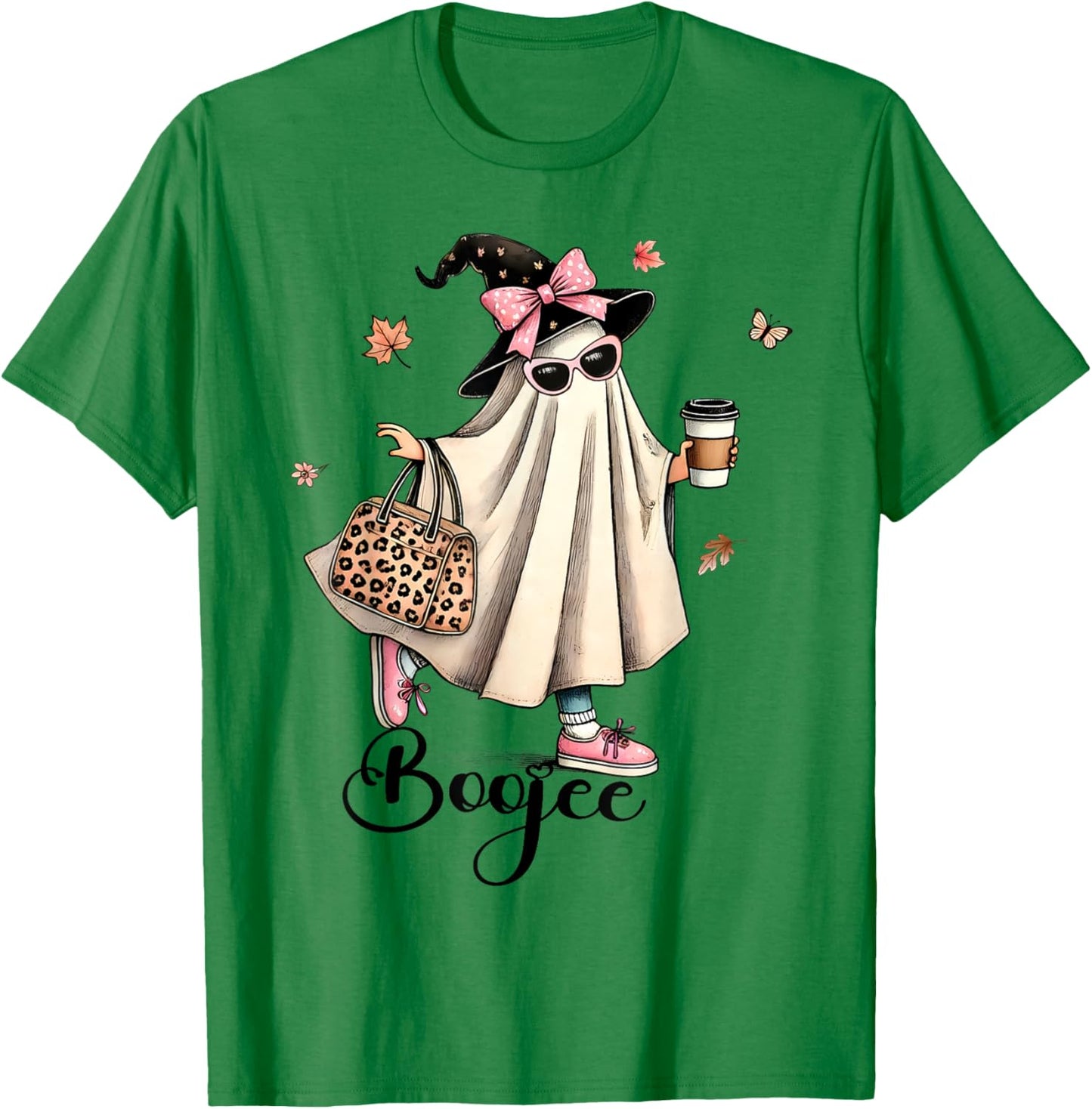Boo Jee Ghost Ice Coffee Coquette Bow Halloween Women Girl T-Shirt - T-Shirt | Irish Green