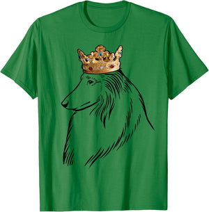 Rough Collie Dog Wearing Crown T-Shirt - T-Shirt | Irish Green
