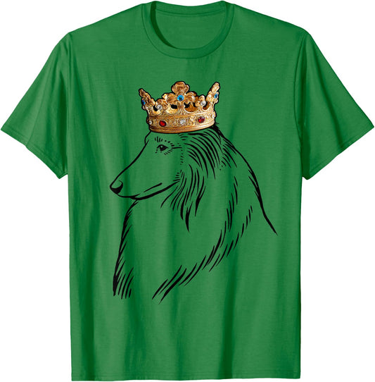 Rough Collie Dog Wearing Crown T-Shirt - T-Shirt | Irish Green
