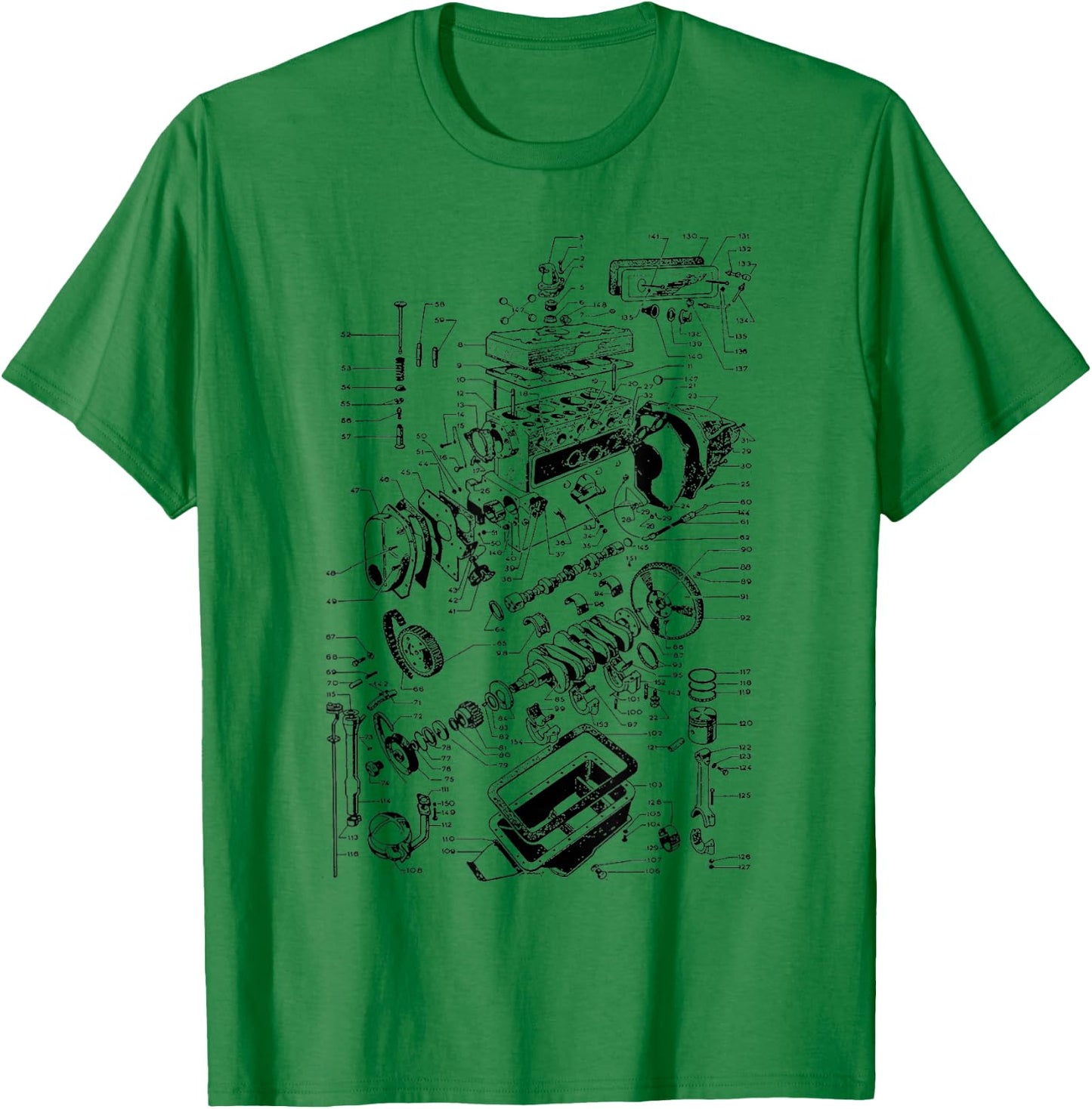 Engine Drawing, Engineer, Work Blocks and Mechanic T-Shirt - T-Shirt | Irish Green