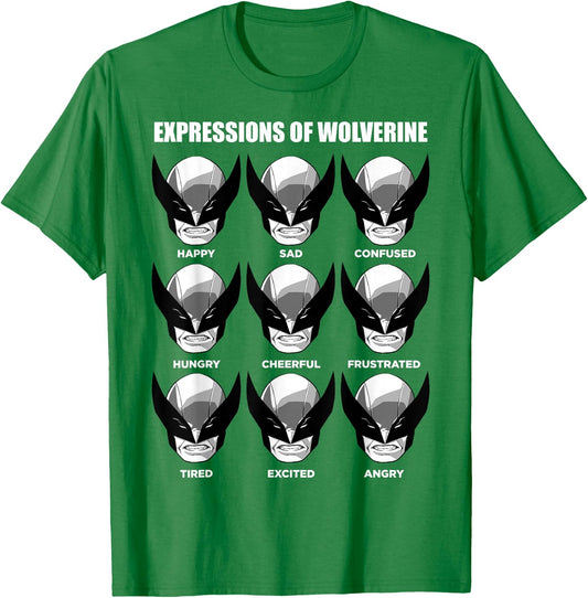 Marvel X-Men Expressions of Wolverine Grid T-Shirt - T-Shirt | Irish Green
