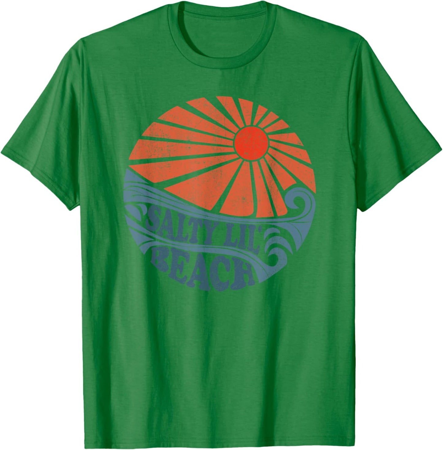 Vintage Salty Lil Beach Funny Retro Sun 70's Vacation T-Shirt - T-Shirt | Irish Green