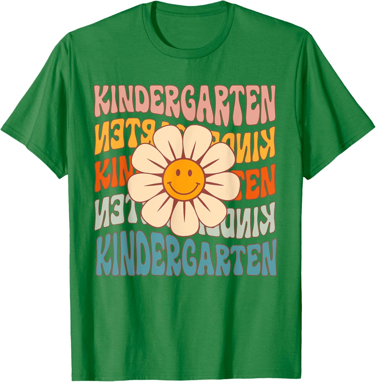 Retro Kindergarten Daisy Colorful Back To School Student Kid T-Shirt - T-Shirt | Irish Green