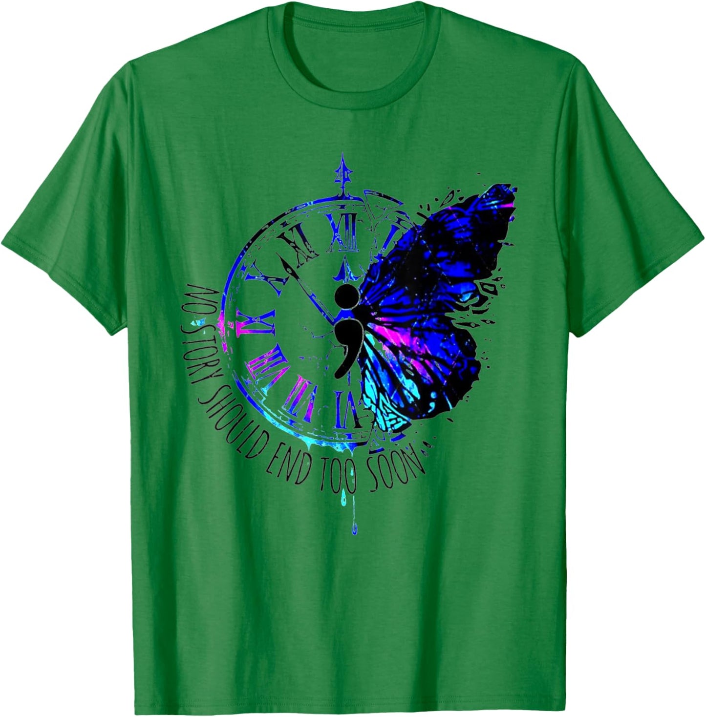 No Story Should End Too Soon Suicide Awareness Butterfly T-Shirt - T-Shirt | Irish Green