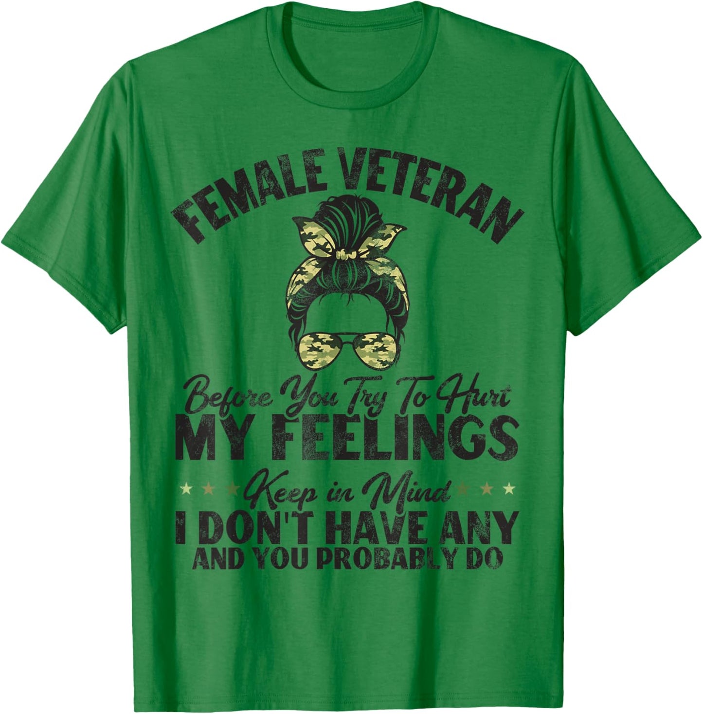 Female Veteran Veteran's Day Women Veteran Soldier Patriotic T-Shirt - T-Shirt | Irish Green