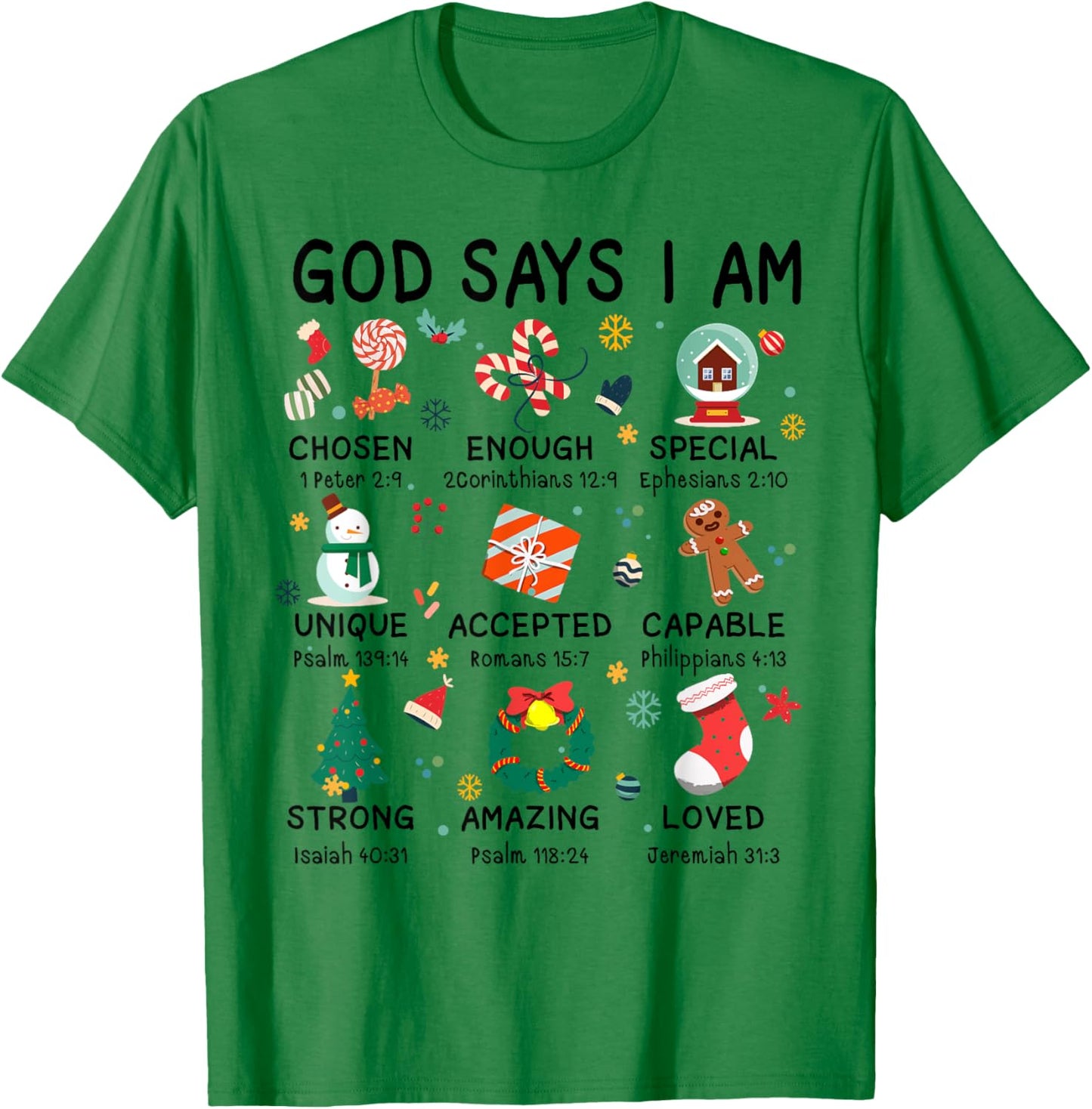 God Says I Am Cute Christmas Xmas Christian Boys Girls T-Shirt - T-Shirt | Irish Green