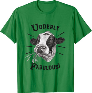 Funny Pun Utterly Fabulous Holstein Cow T-Shirt - T-Shirt | Irish Green