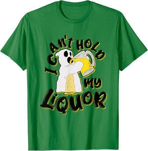 Beer Halloween Can’t Hold My Liquor Ghost Saying T-Shirt - T-Shirt | Irish Green