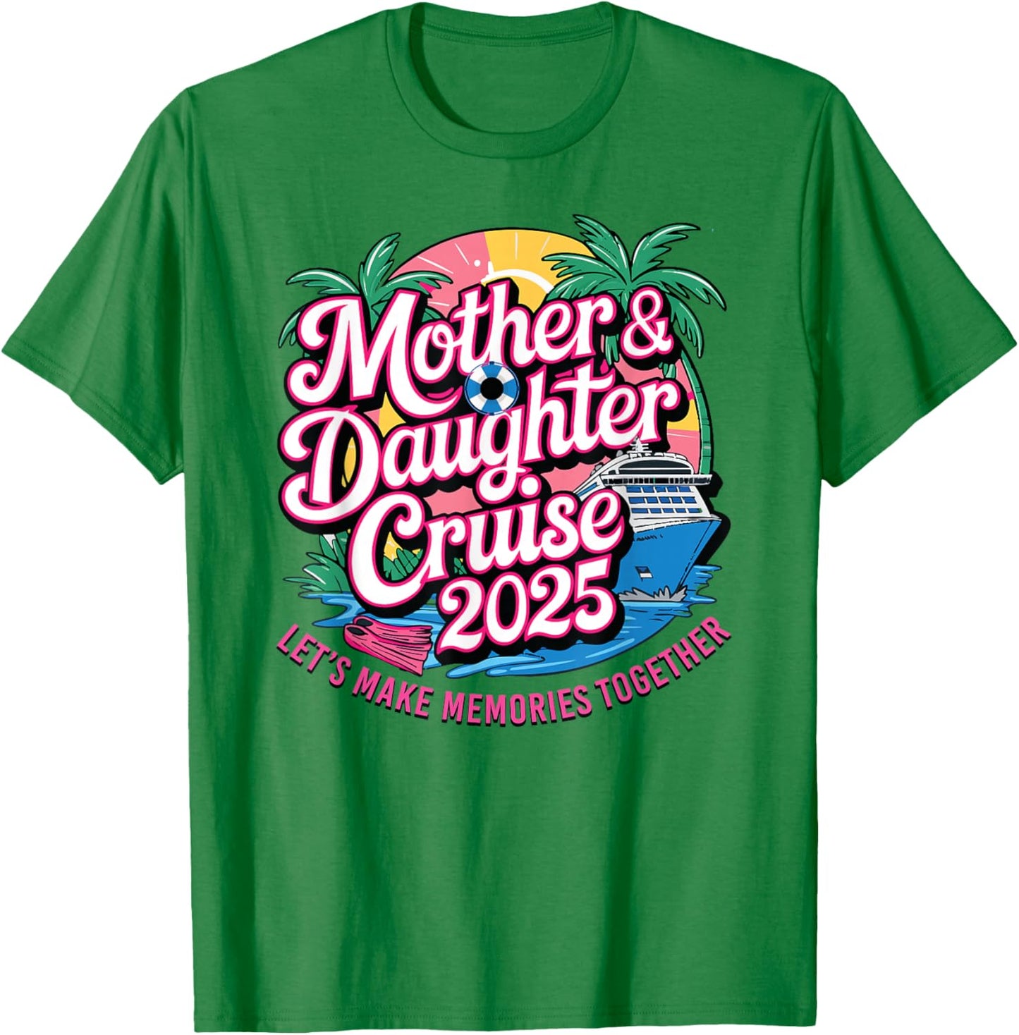 Cruise Squad Friend Family Matching Group Reunion Mother Daughter 1st Cruise 2025 Girls Trip -Child Blue Small Tropical Short Sleeve T-Shirt - T-Shirt | Irish Green