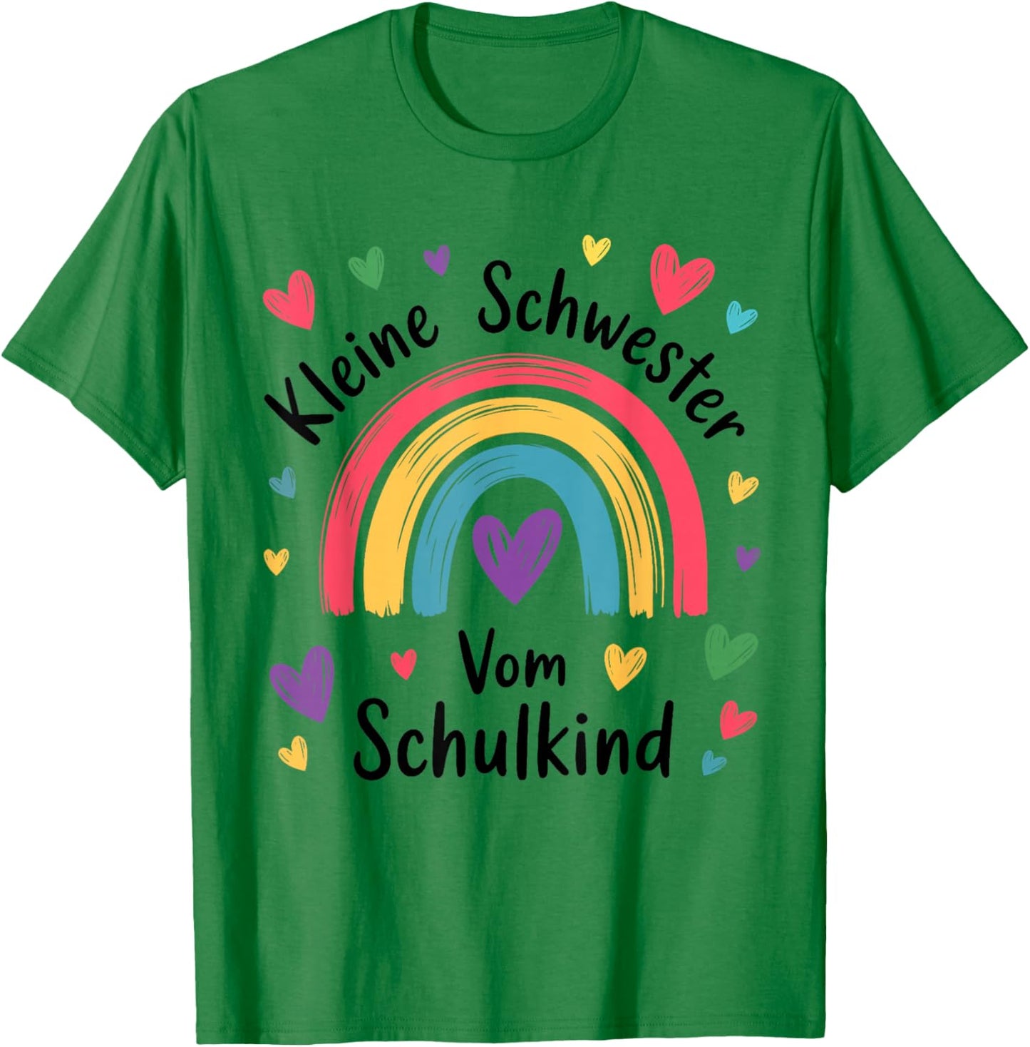 Kleine Schwester vom Schulkind Regenbogen Geschwister Kinder T-Shirt - T-Shirt | Irish Green